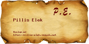 Pillis Elek névjegykártya